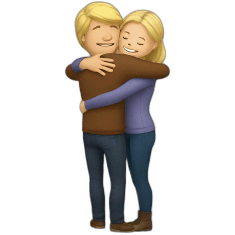 Hug a white man with brown hair and a white girl blond hair emoji