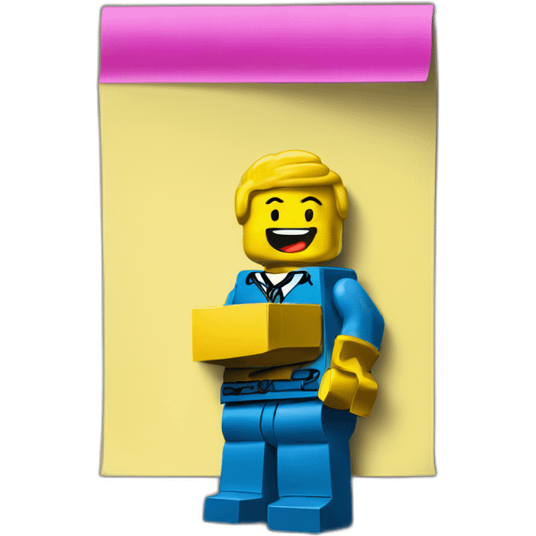 Lego of a post it note emoji