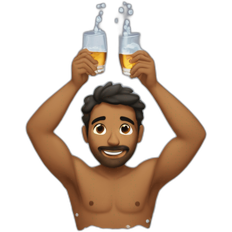 Brown man bathing in a bath full of whisky  emoji