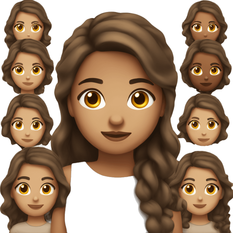 A girl brunette, with wavy hair eyes brown, and skin a little bit brown  emoji