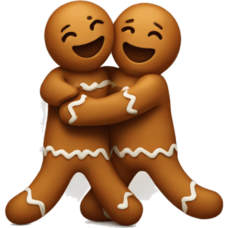 Two gingerbread men hugging emoji