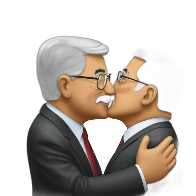 Mahmoud Abbas kissing the Ayatollah emoji