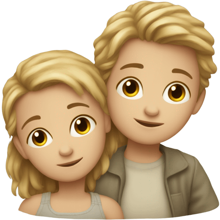 Two young white siblings in a pod emoji