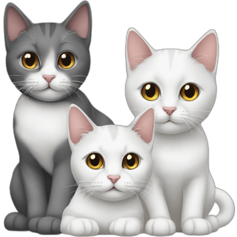 two white and one gray cat 3 cats emoji