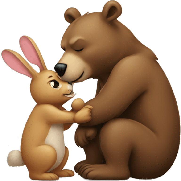 Bear kissing rabbit emoji