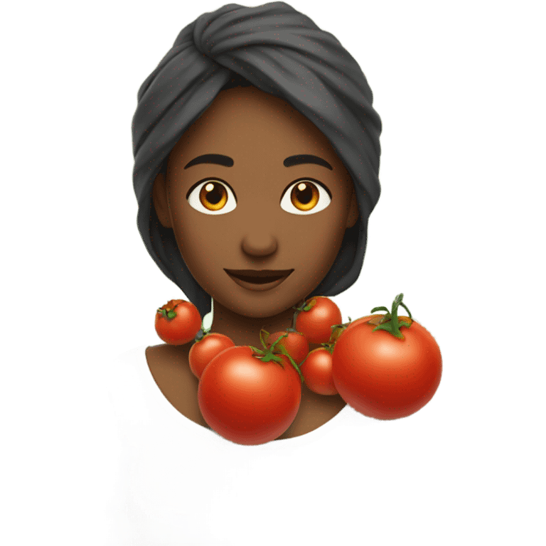 A girl with tomatoes on her neck  emoji