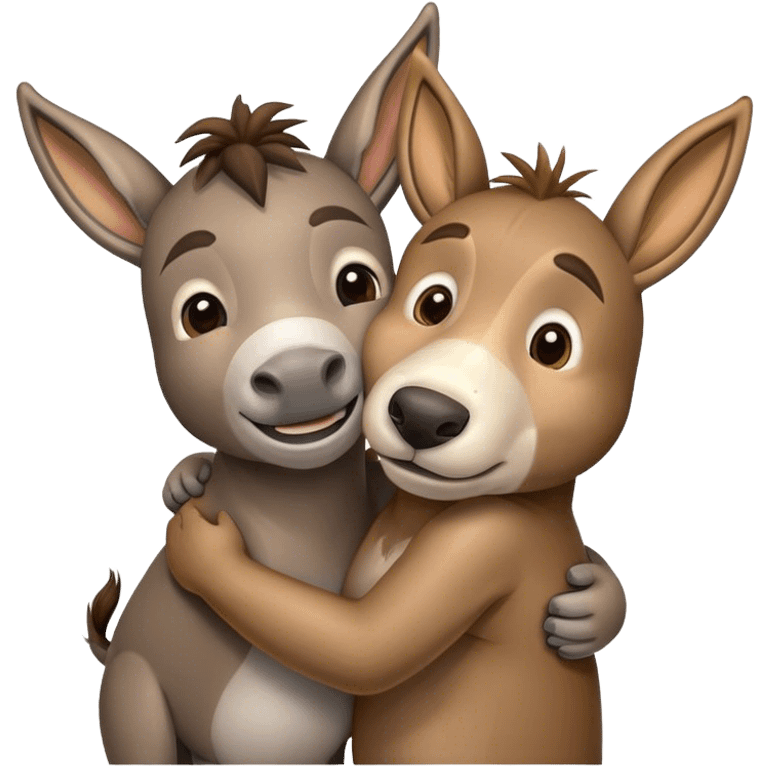 Donkey hugs a dog emoji