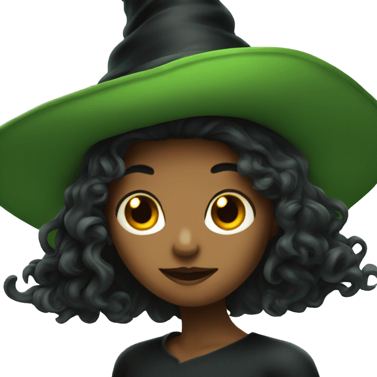 Green witch with black witch hat  emoji