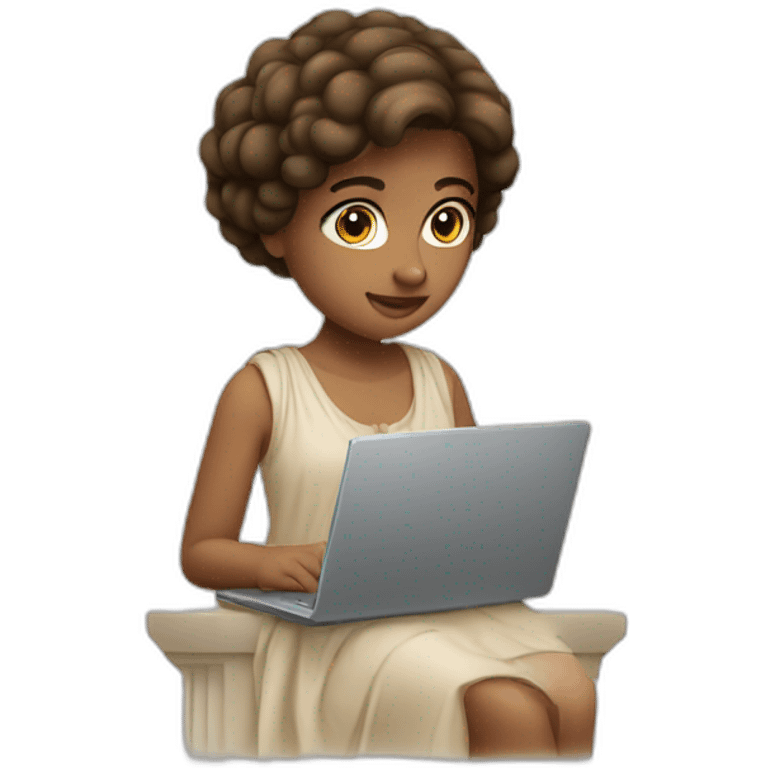 Greek girl with her laptop emoji