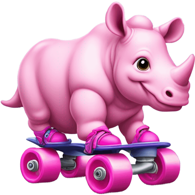 pink Rinoceros with rollerskate emoji