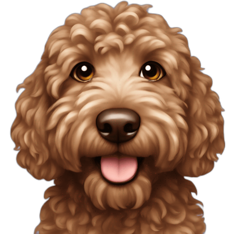 Chocolate mini golden doodle wavy fur emoji