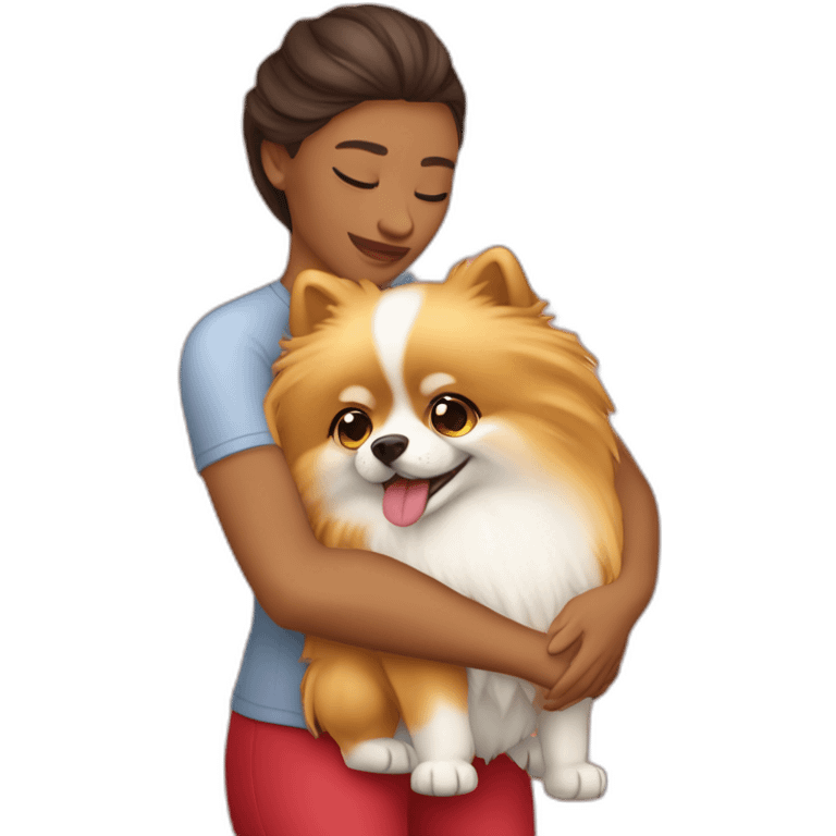 ,-hugs-her-pomeranian-dog,-red Download emoji emoji