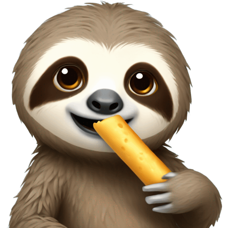 Baby sloth eating a cheese stick emoji