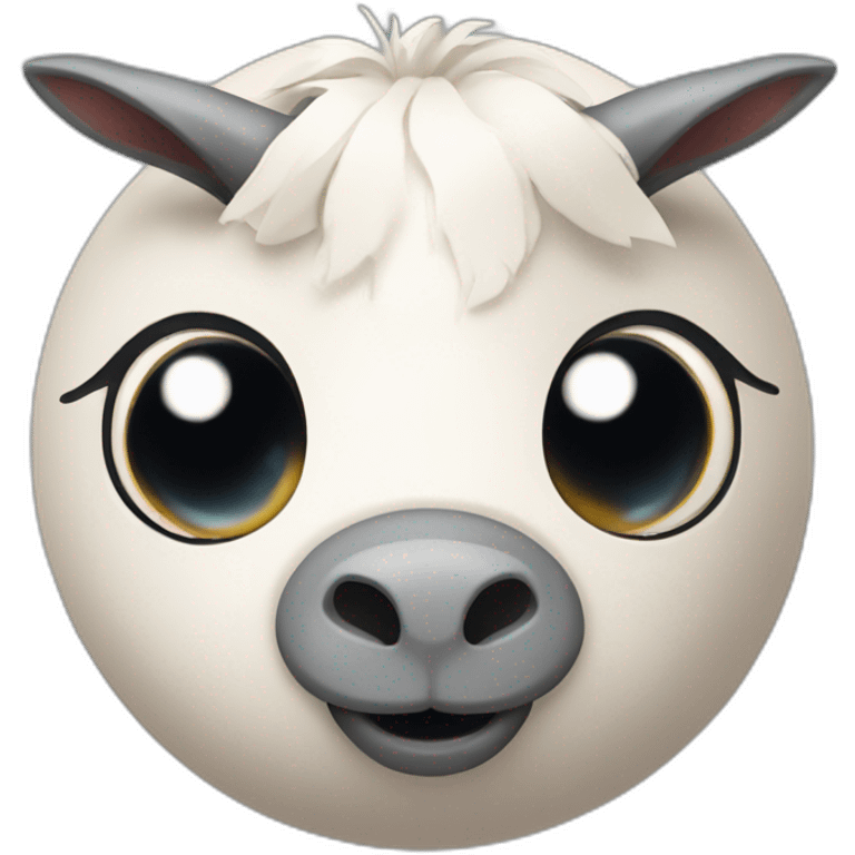 3d sphere with a cartoon Goat skin texture with big underdeveloped eyes emoji