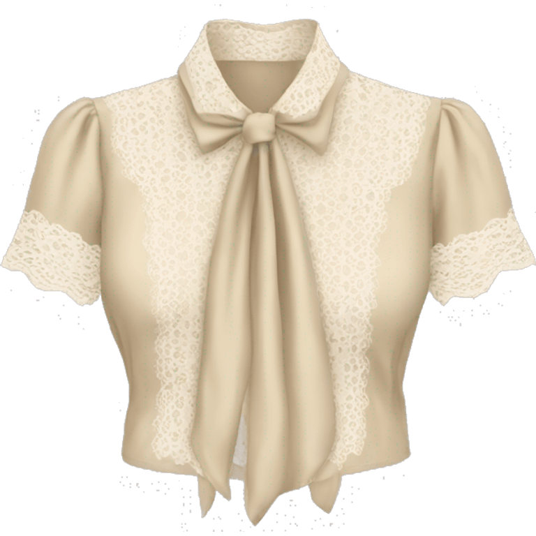 Beige lace tie blouse emoji