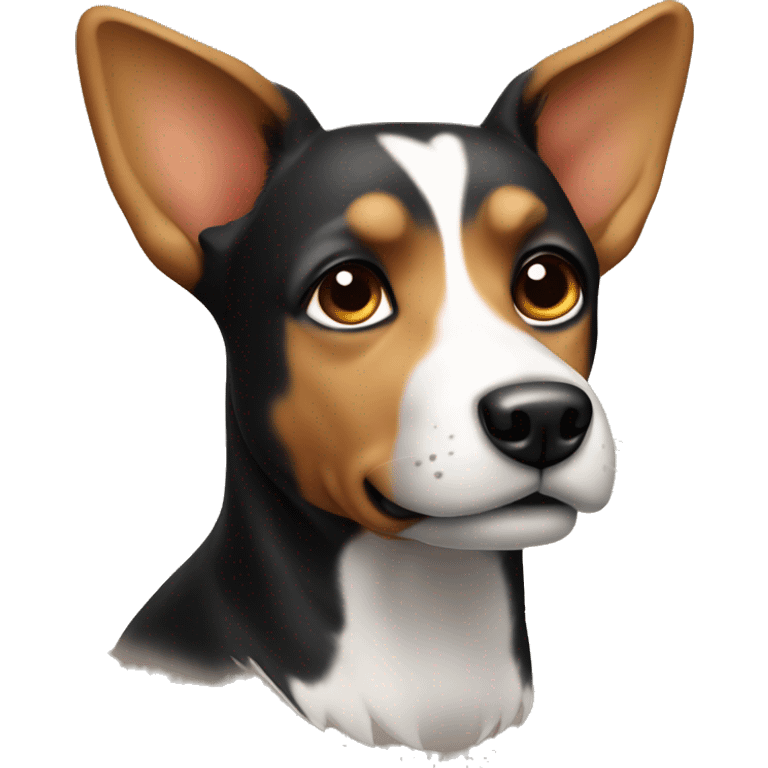 black and tan dog with pointy ears white chest emoji