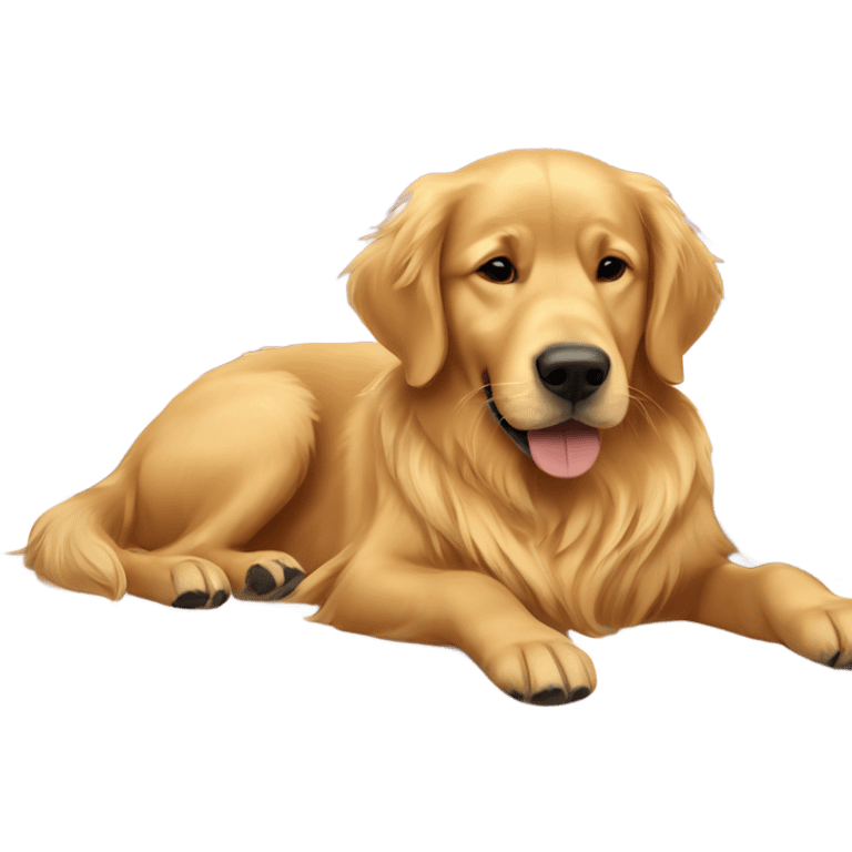 Golden retriever in bed emoji