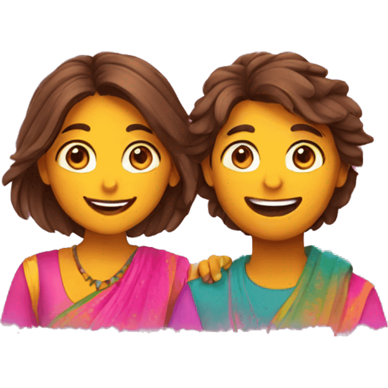 Couple playing holi together  emoji