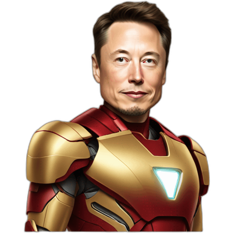 Elon musk with iron man suit gold and red emoji