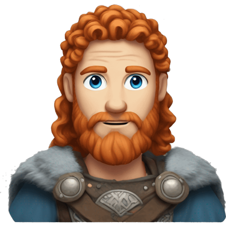 35 year old viking, male, curly red hair, blue eyes, pale emoji