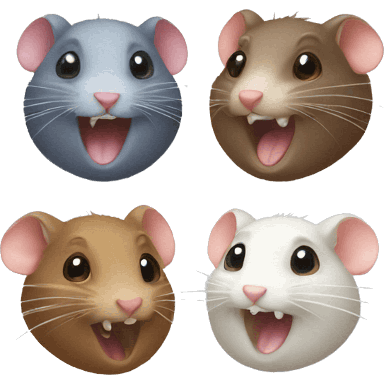 three differently colored rats talking emoji