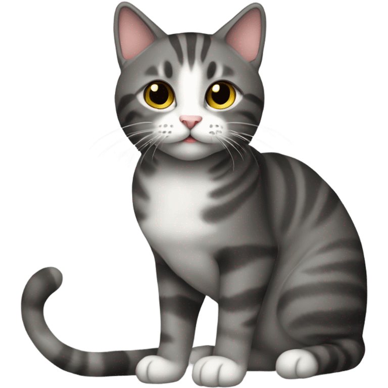 Dark (grey) tabby cat with white belly  emoji