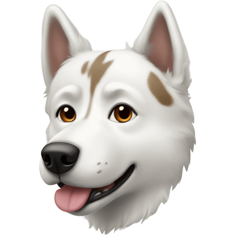 white husky dog with brown spots and black eyes emoji