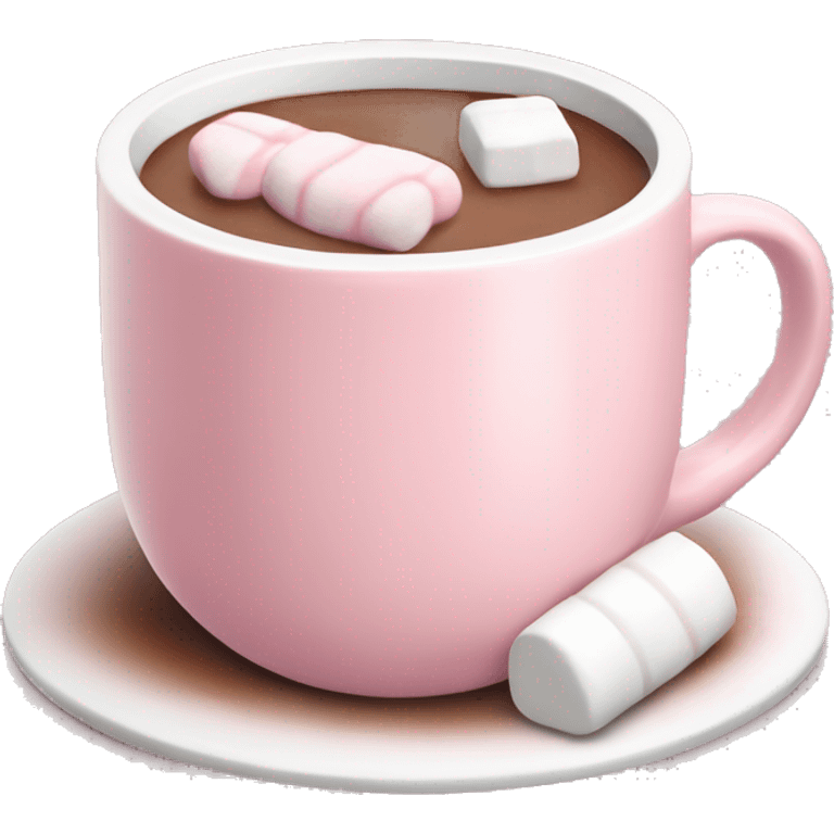 Light Pink mug of hot chocolate with marshmallows  emoji