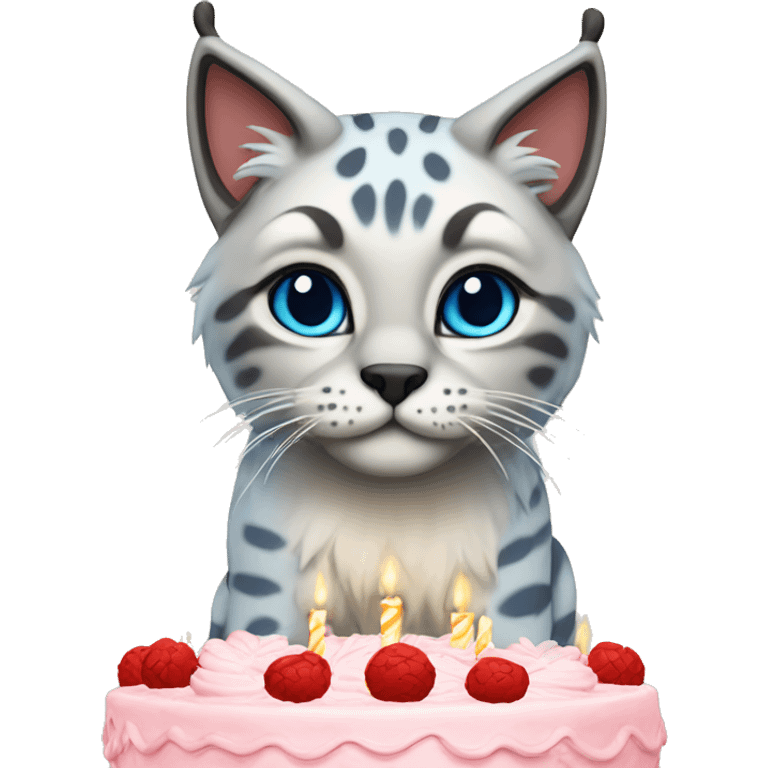 Blue lynx point cat birthday cake emoji