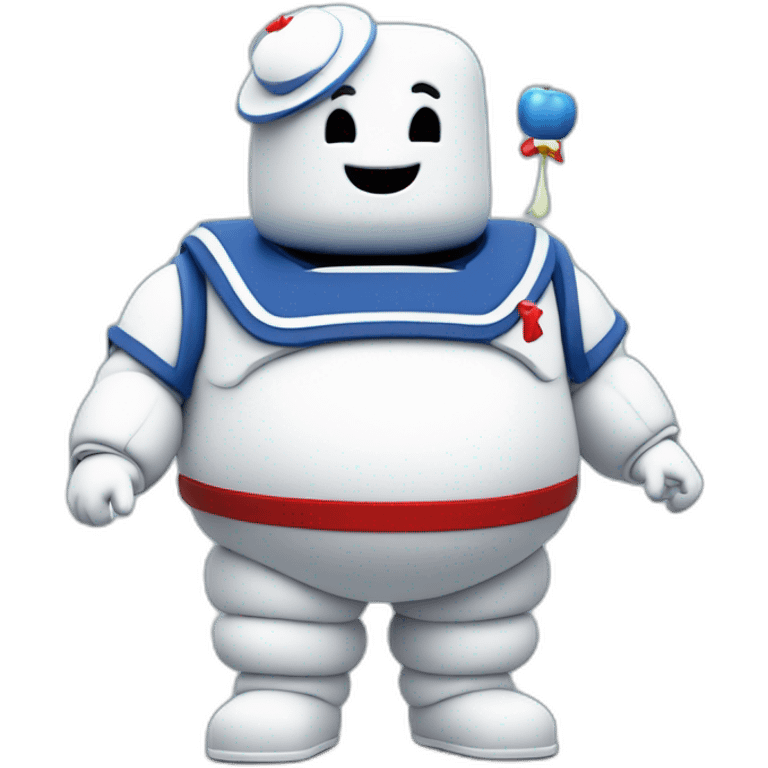 Stay puft marshmallow man ghostbusters friendly no collar holding an apple emoji