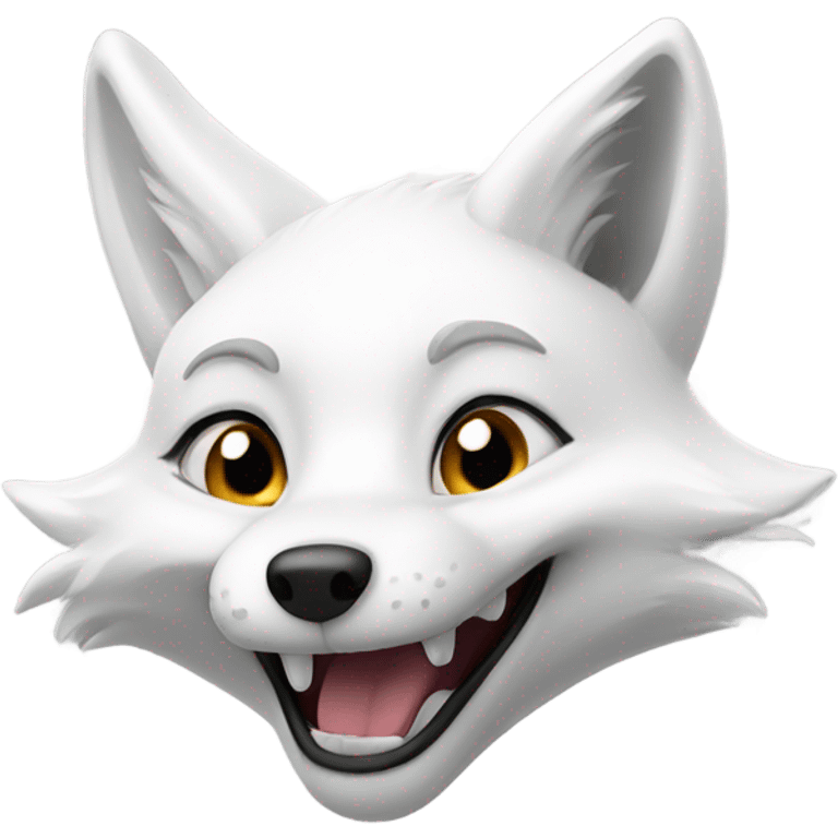 White fox with mischievous grin emoji