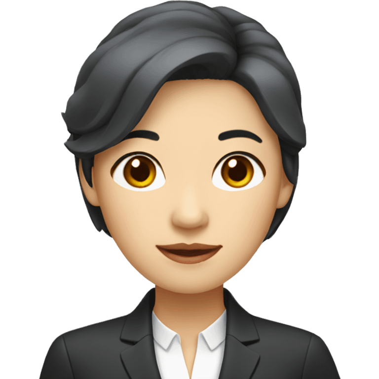 middle aged asian woman wearing suit black hair emoji