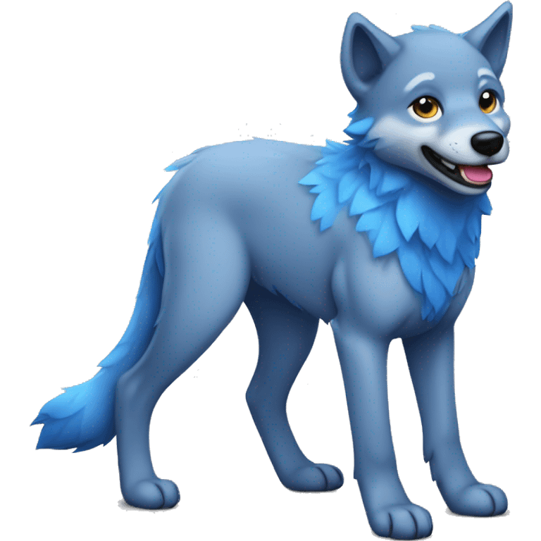 a gay, blue wolf pup, full body emoji