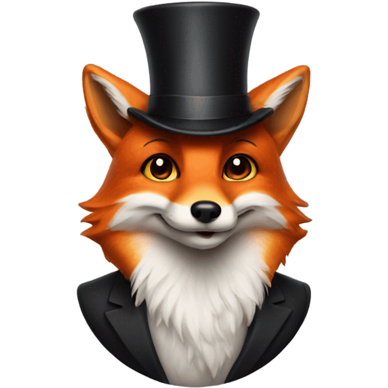 red fox wearing a top hat emoji