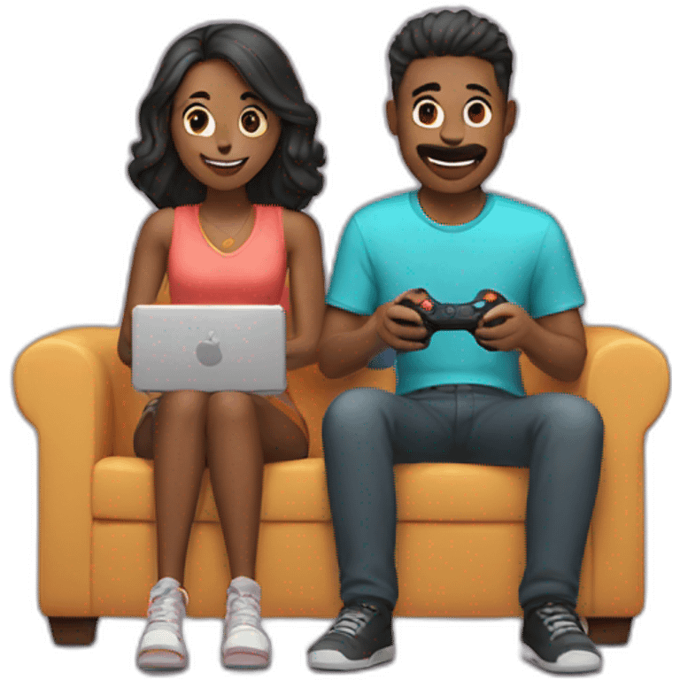 couple playing video game together emoji