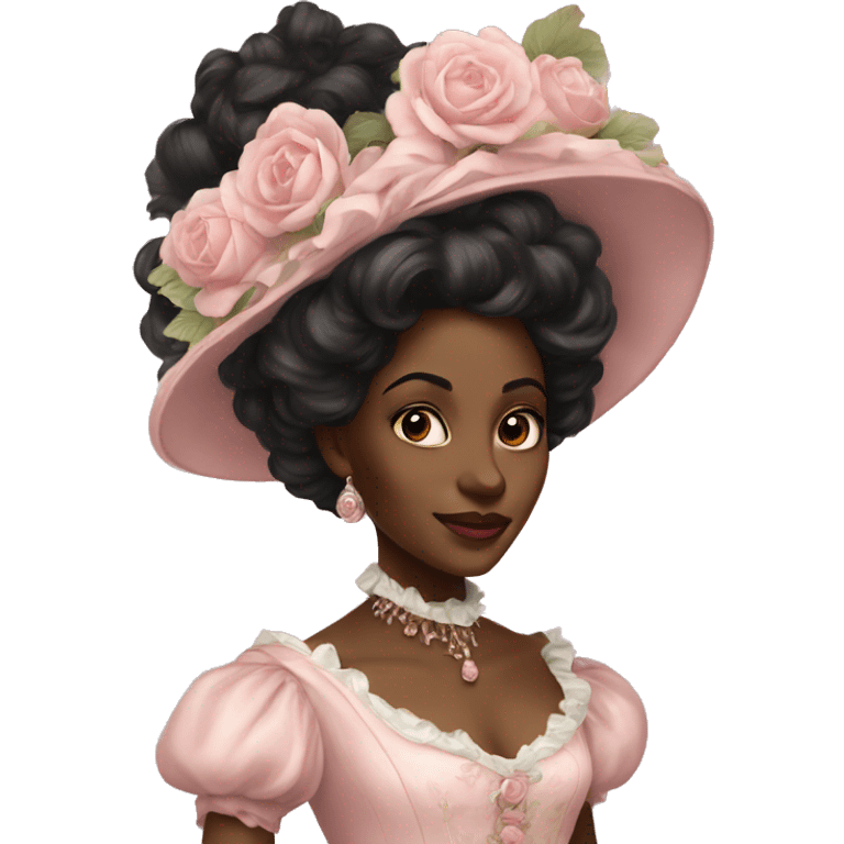 vintage rococo black woman in a light pink gown  emoji