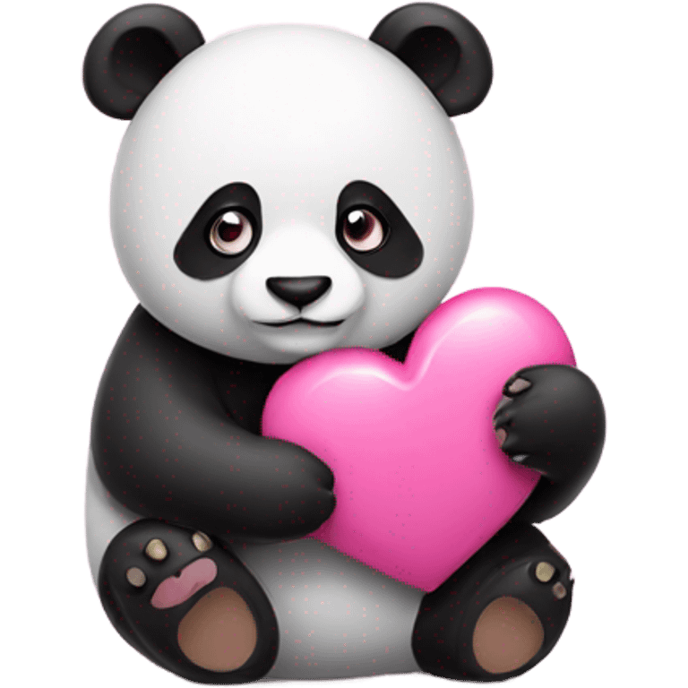 Panda with pink heart emoji