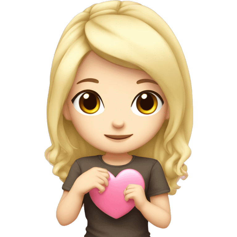 Anime Cartoon Chibi Blonde Girl Making Heart emoji