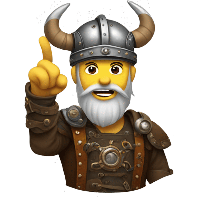 Waving Viking Emoji in Steampunk Style emoji