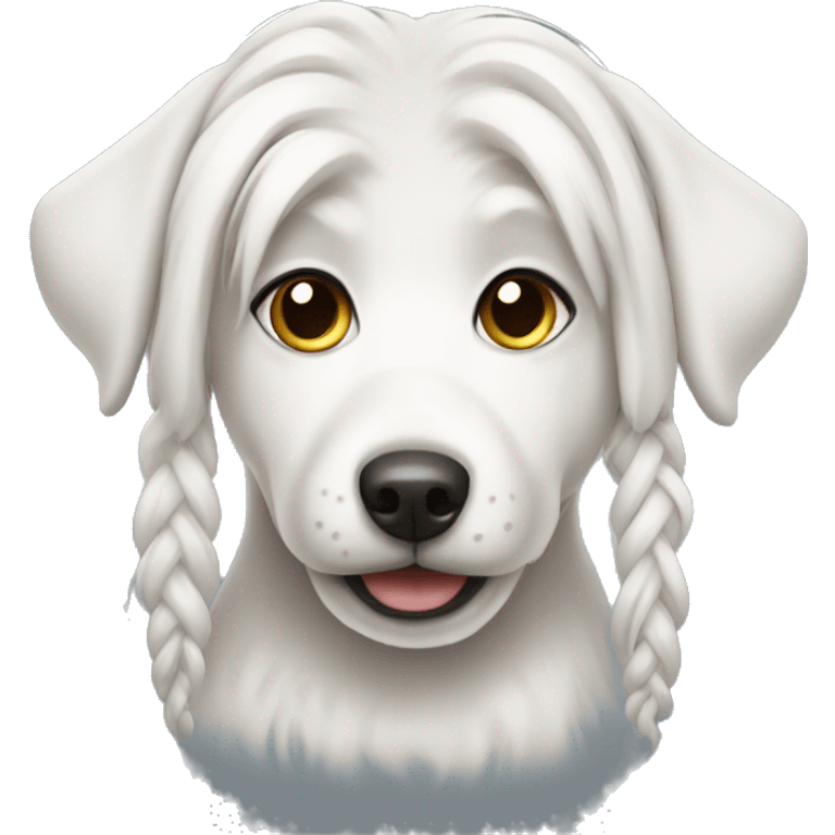 white dog with pigtails  emoji