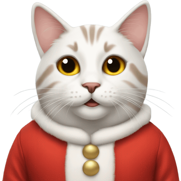 Cat in Santa outfit saying good morning emoji