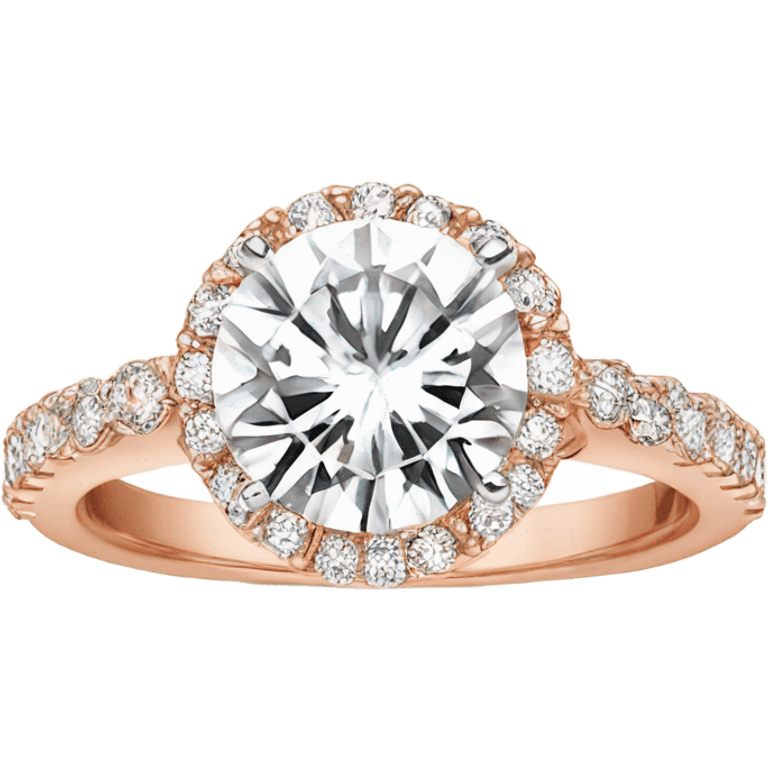 Rose gold engagement ring with round diamond emoji