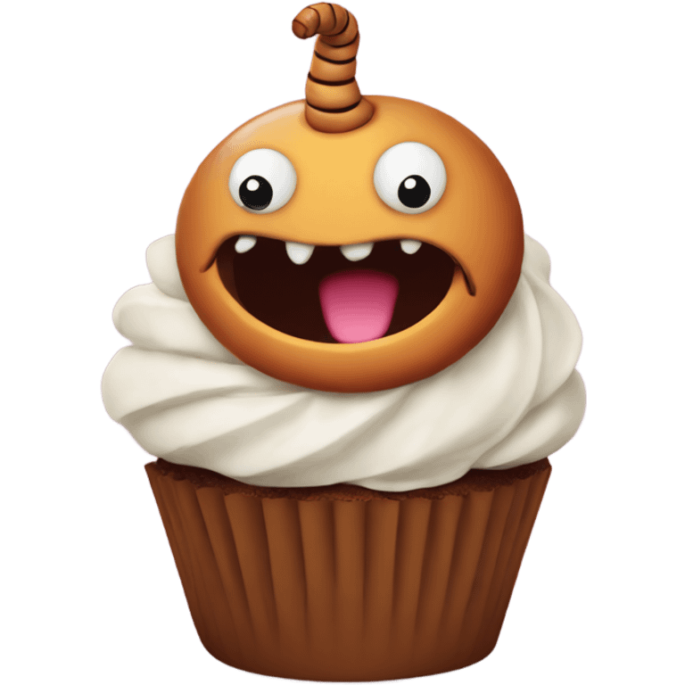 worm cupcake emoji