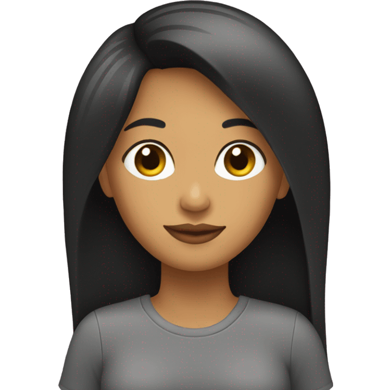 Mujer pelo negro largo flequillo emoji