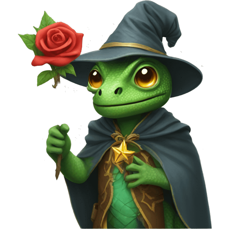 Lizard wizard with rosette emoji