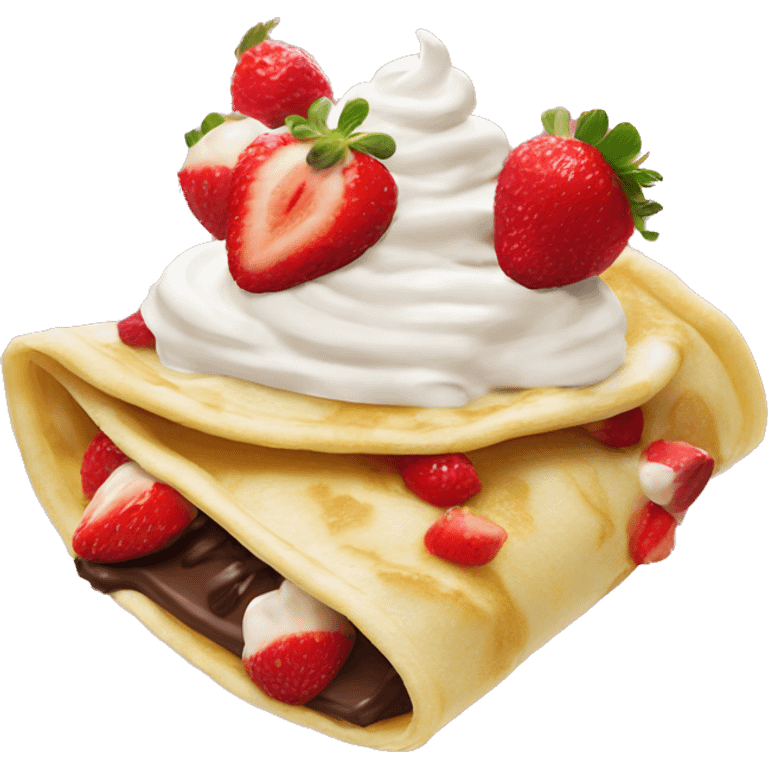 Crêpe with strawberries chocolate banana and whipped cream emoji