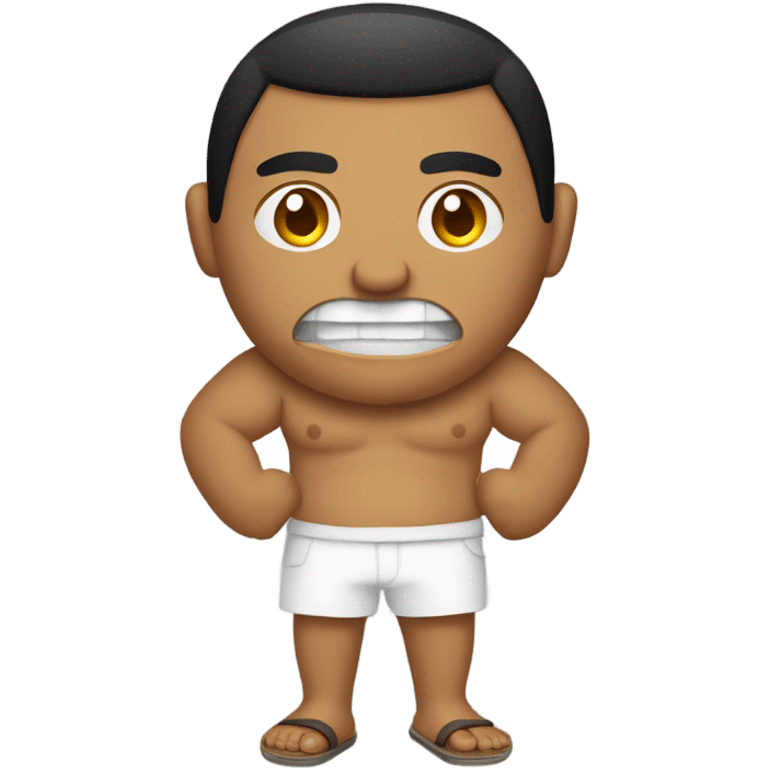 Angry Samoan guy holding jandal in hand emoji