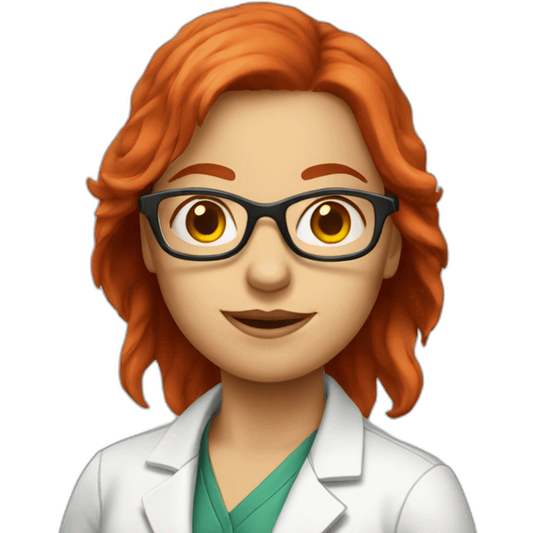 Female scientist with red hair and glasses  emoji