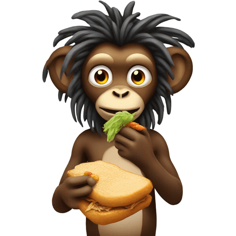 Monkey eating chicken with dreads emoji