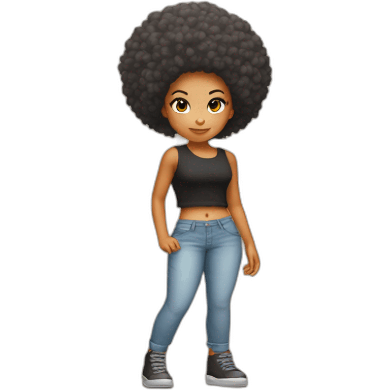 Light skin girl orange afro squat emoji